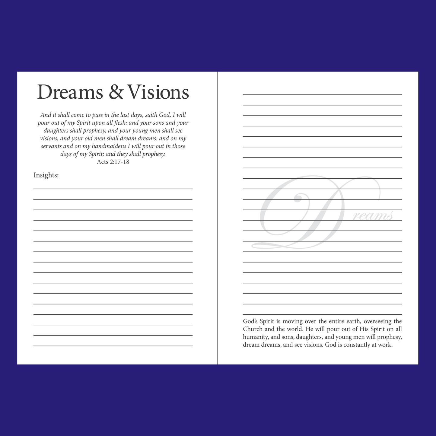 Dreams & Visions Journal for Men and Women | Christian Journal for God-Given Dreams, Vision, Prayer & Purpose