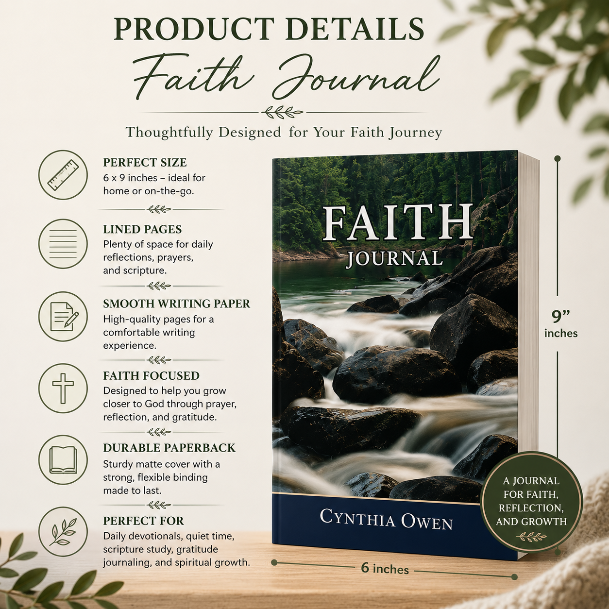 Faith Journal Paperback Christian Devotional for Women | Scripture, Prayer, Reflection & Biblical Declarations 6x9