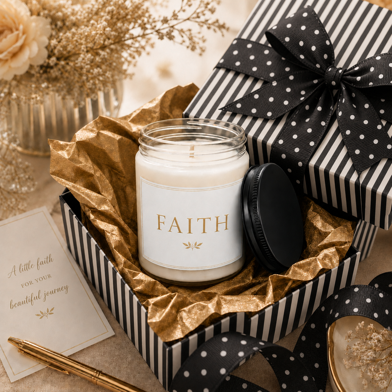 Faith Minimalist Soy Candle, 9oz Scented