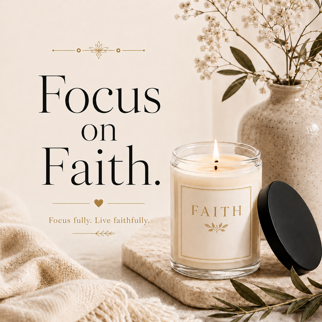 Faith Minimalist Soy Candle, 9oz Scented