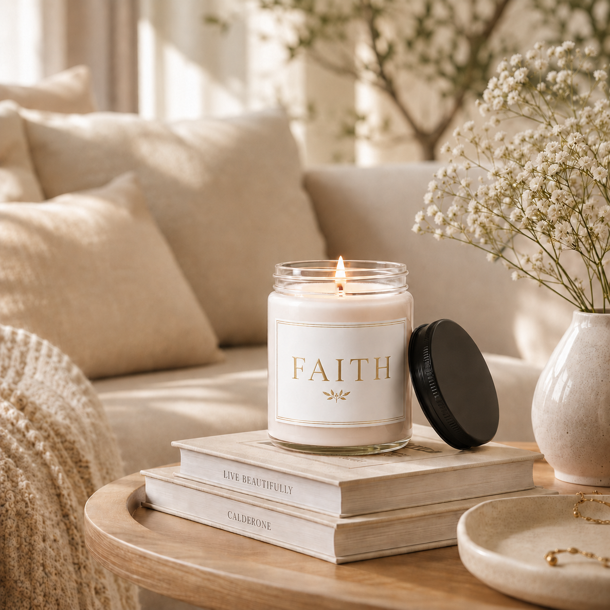 Faith Minimalist Soy Candle, 9oz Scented