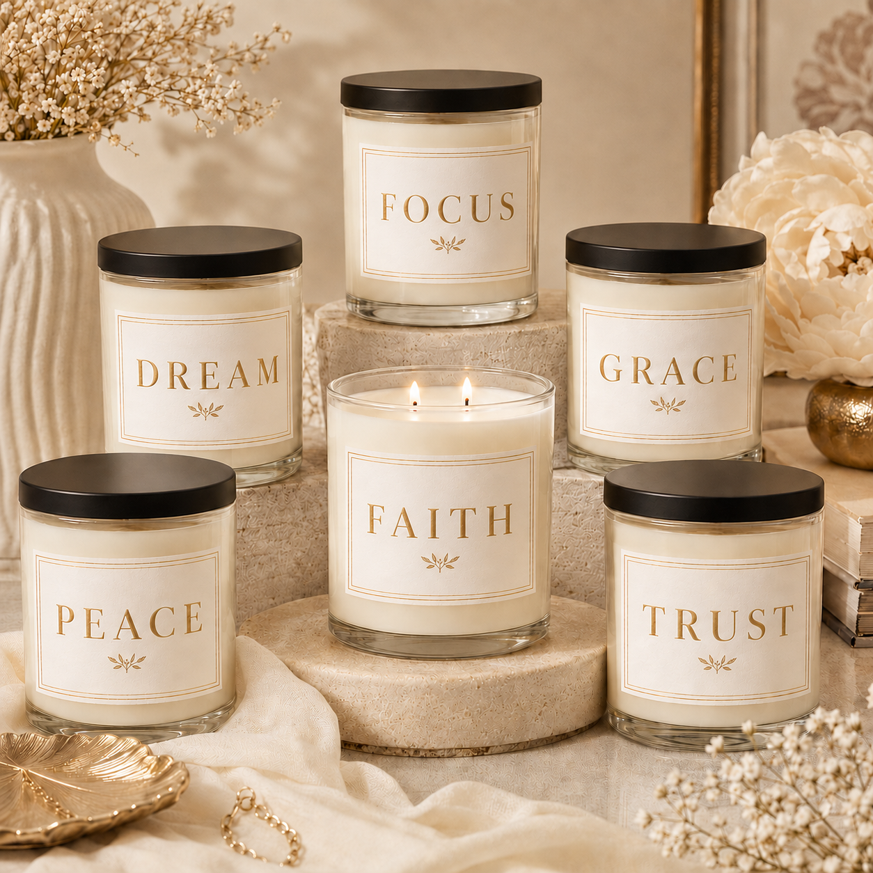 Faith Minimalist Soy Candle, 9oz Scented