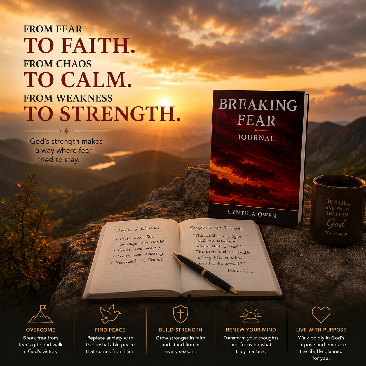 From faith to calm to strength Breaking Fear Journal for scripture reflection prayer and Christian encouragement