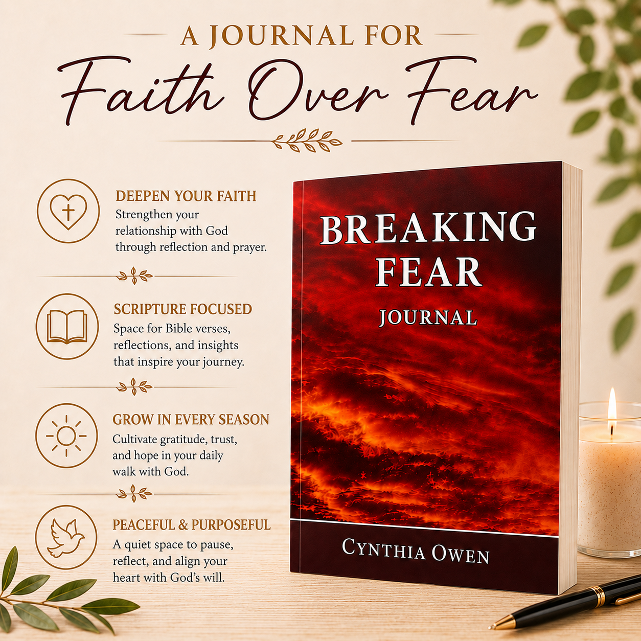 Breaking Fear Journal Paperback Christian Prayer Journal for Women | Fear, Anxiety, Scripture & Declarations 6x9