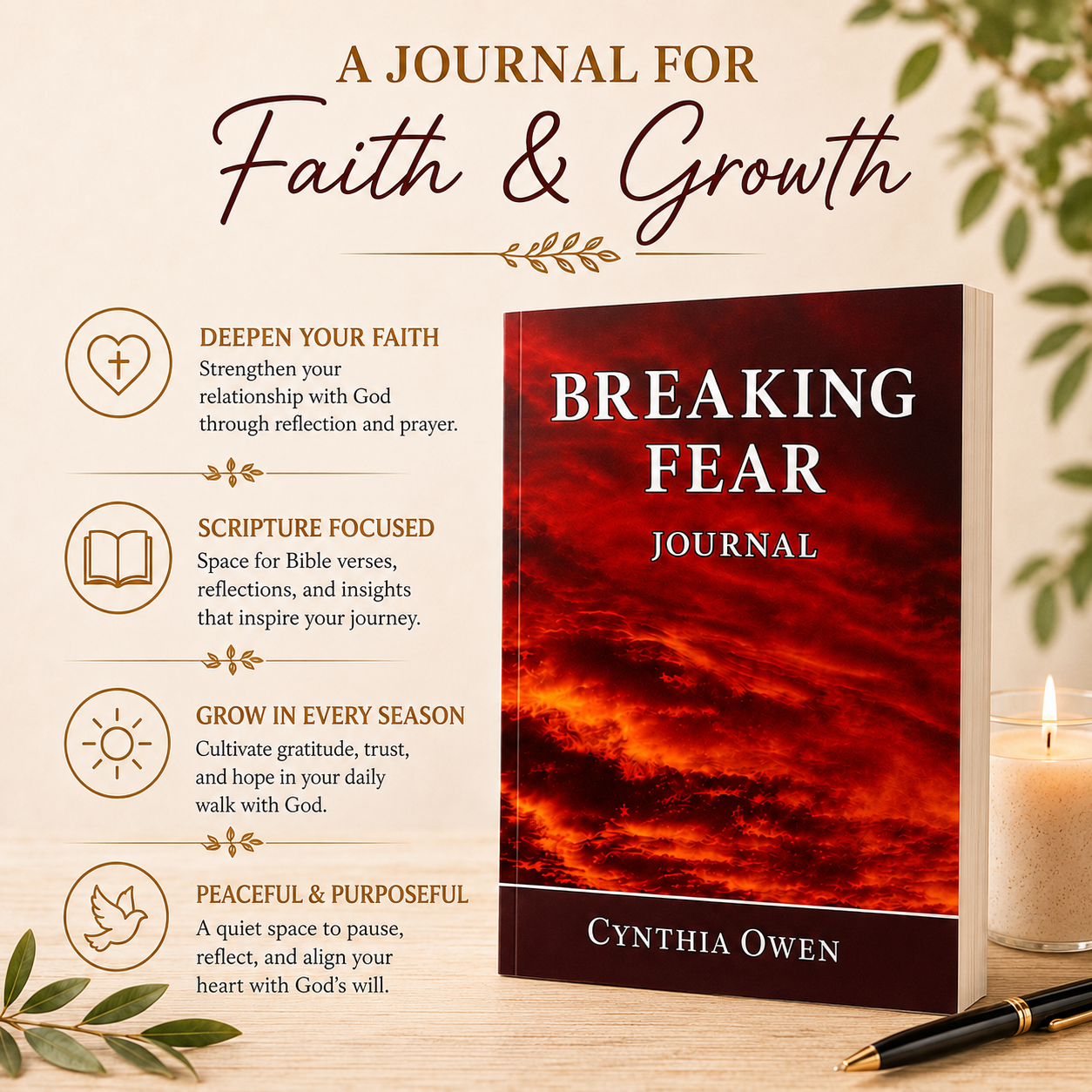 Breaking Fear Journal Paperback Christian Prayer Journal for Women | Fear, Anxiety, Scripture & Declarations 6x9