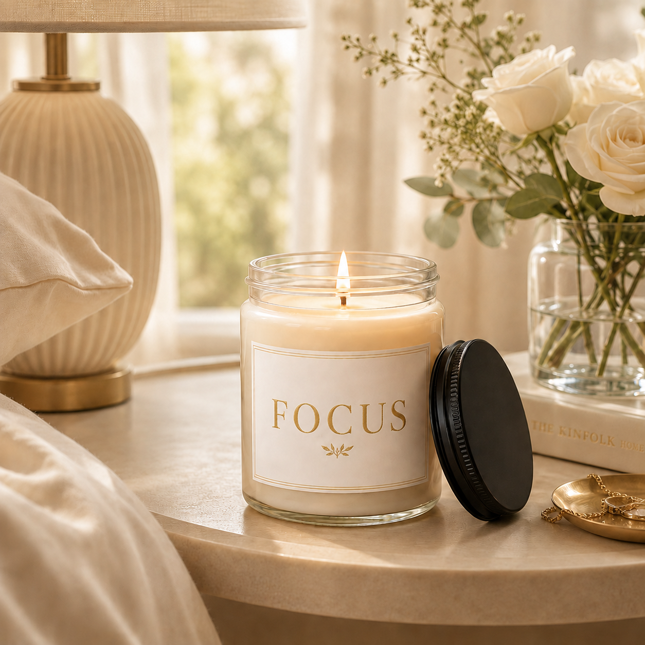 Focus Minimalist Soy Candle, 9oz, Scented
