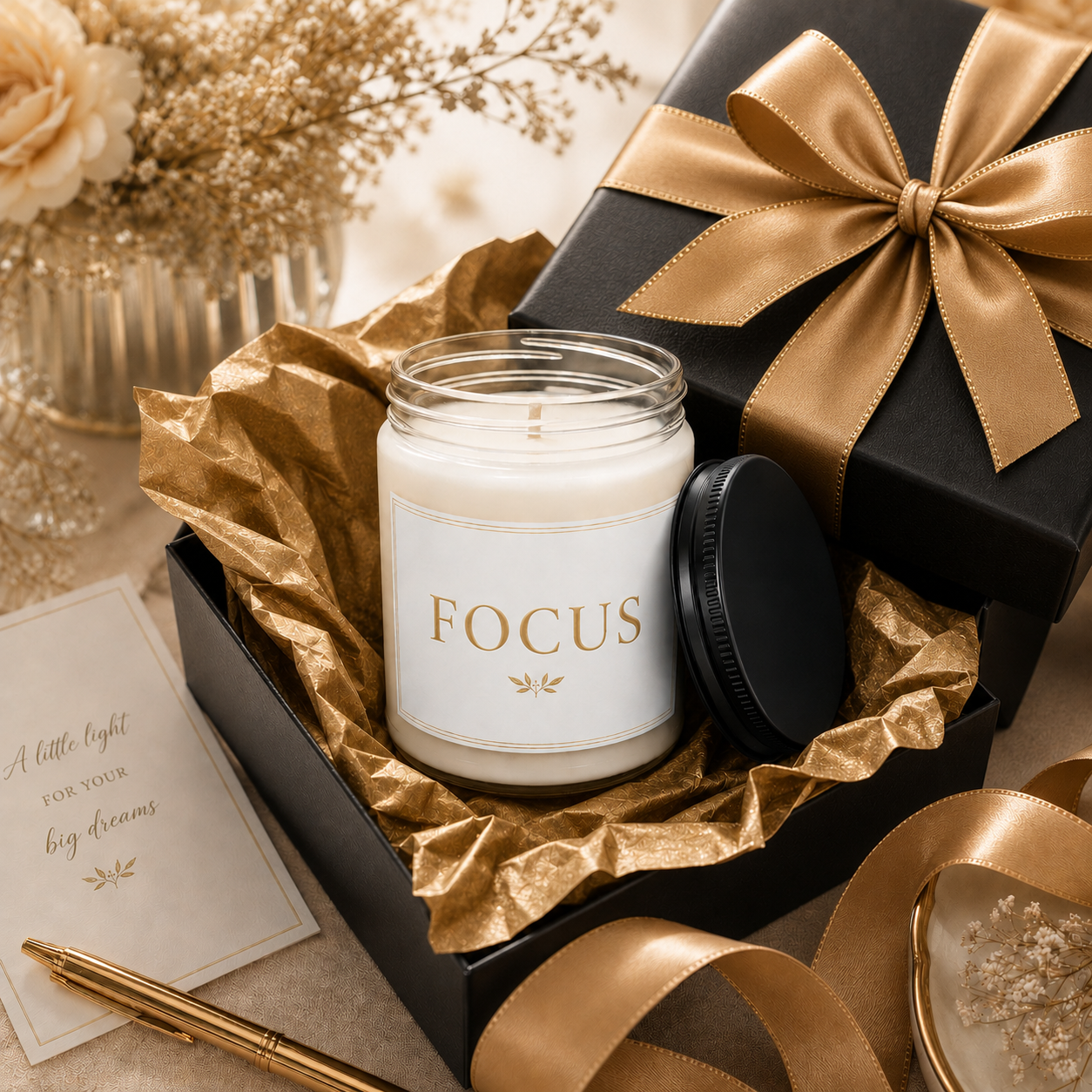 Focus Minimalist Soy Candle, 9oz, Scented