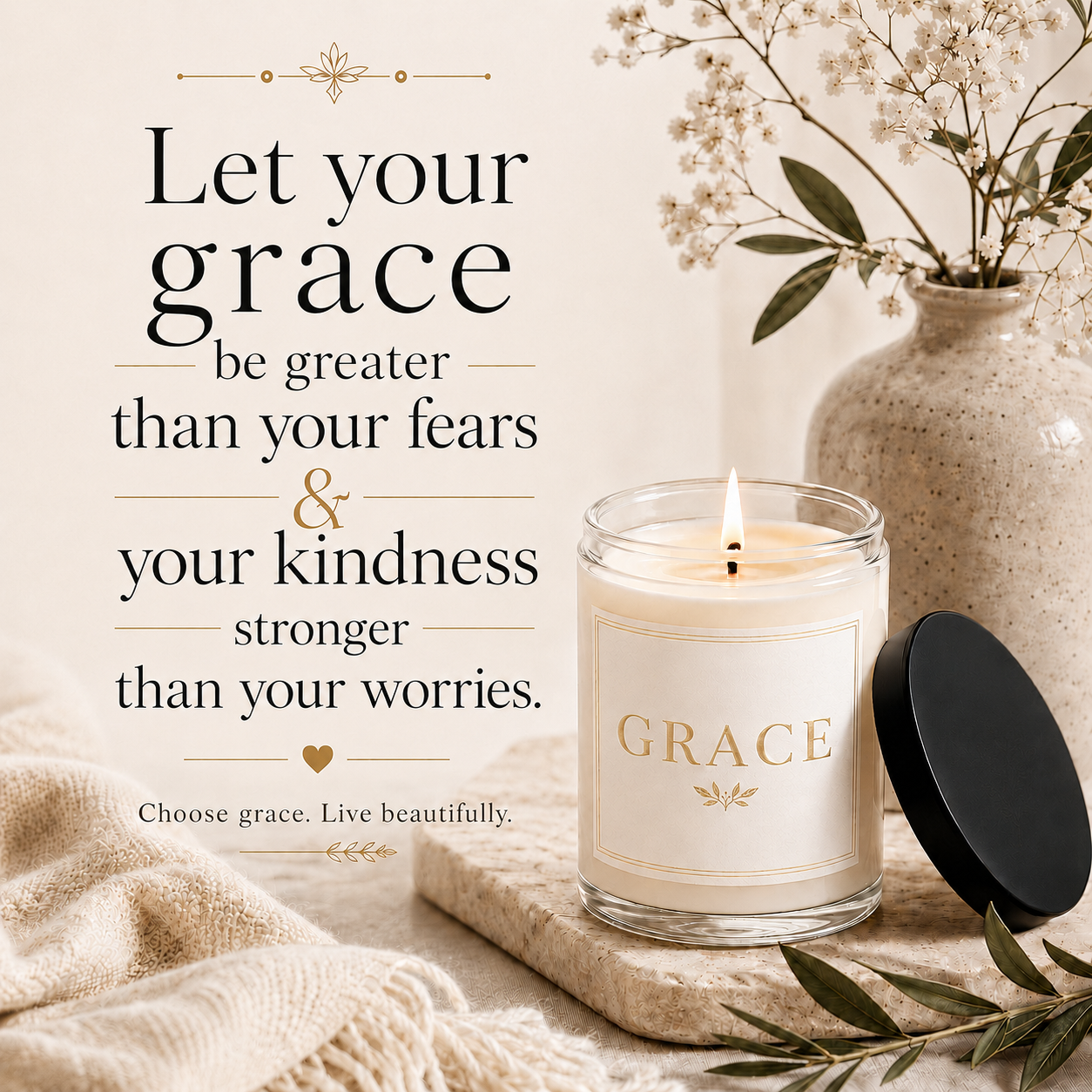 Grace Minimalist Soy Candle 9oz., Scented