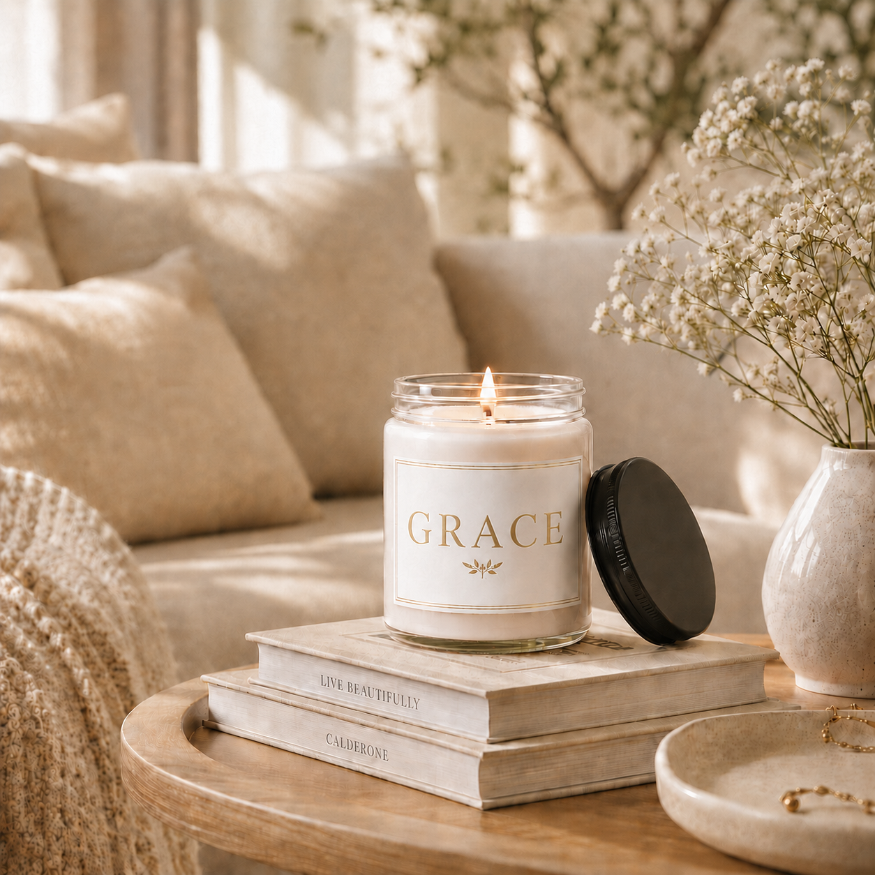 Grace Minimalist Soy Candle 9oz., Scented