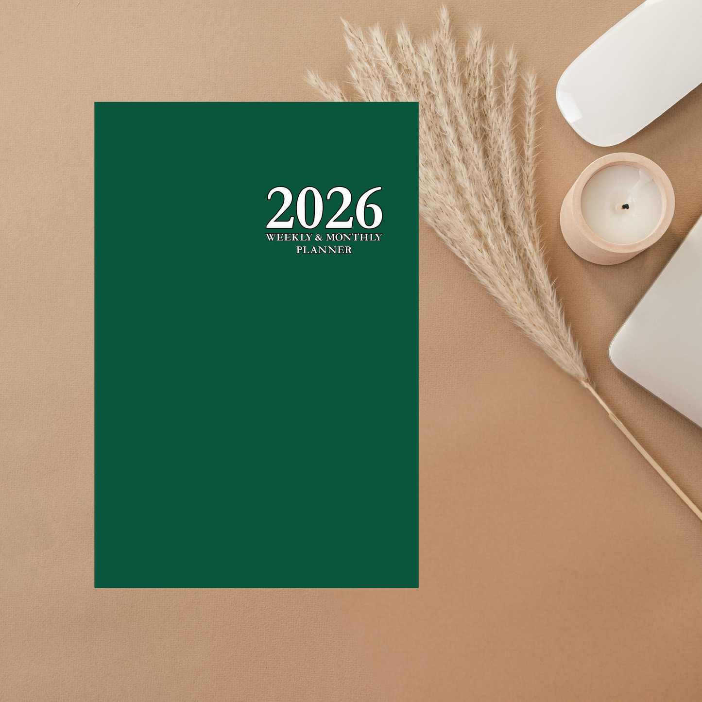 2026 Daily, Weekly & Monthly Planner: Minimalist Green 6x9 Hardcover