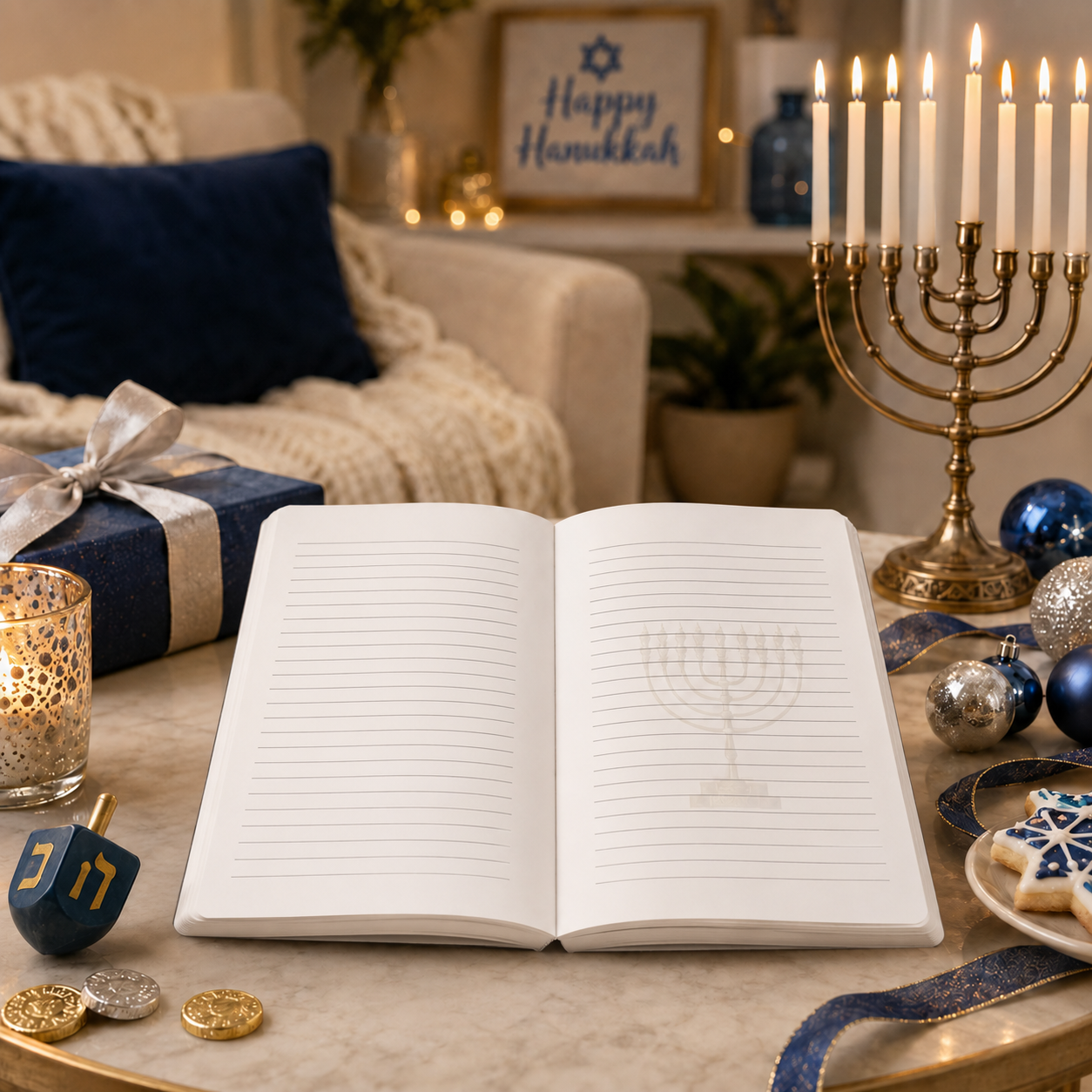 Happy Hanukkah Journal Paperback – 6x9 Hanukkah Memory Journal for Reflections, Family Traditions, Notes, Gratitude & Keepsake Writing