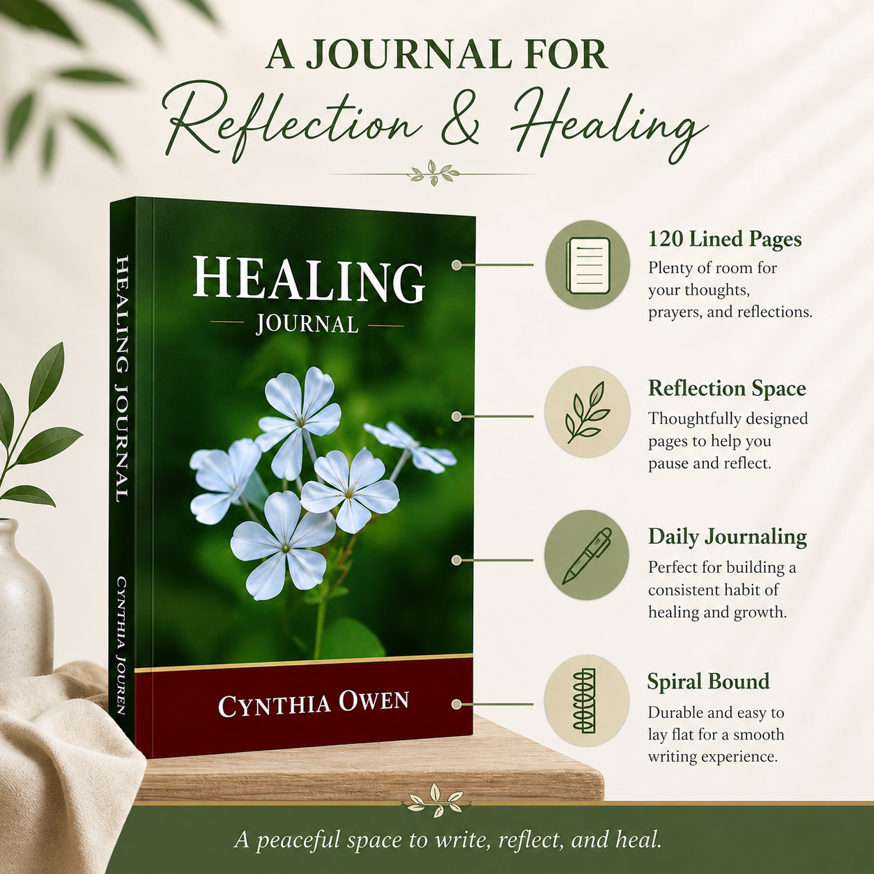 Reflection and Healing image for Christian healing journal with scripture prayer and personal writing