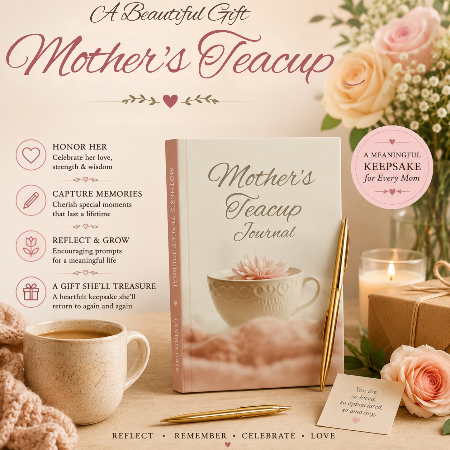 Mother’s Teacup Journal paperback for moms with tea cup keepsake design prayer reflection gratitude and memories