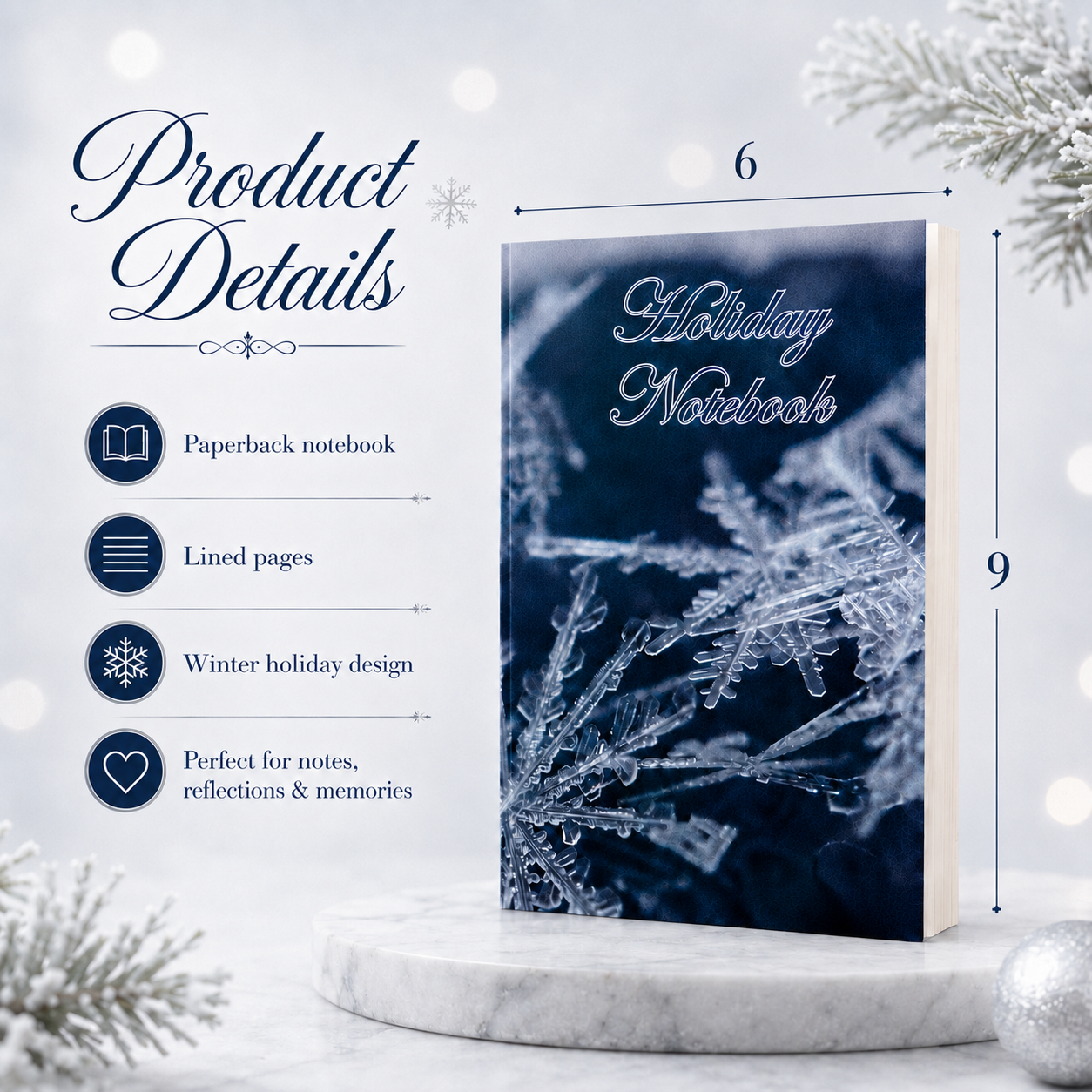 Holiday Notebook Paperback – 6x9 Winter Writing Journal for Notes, Reflections, Holiday Memories, Gratitude & Keepsake Journaling