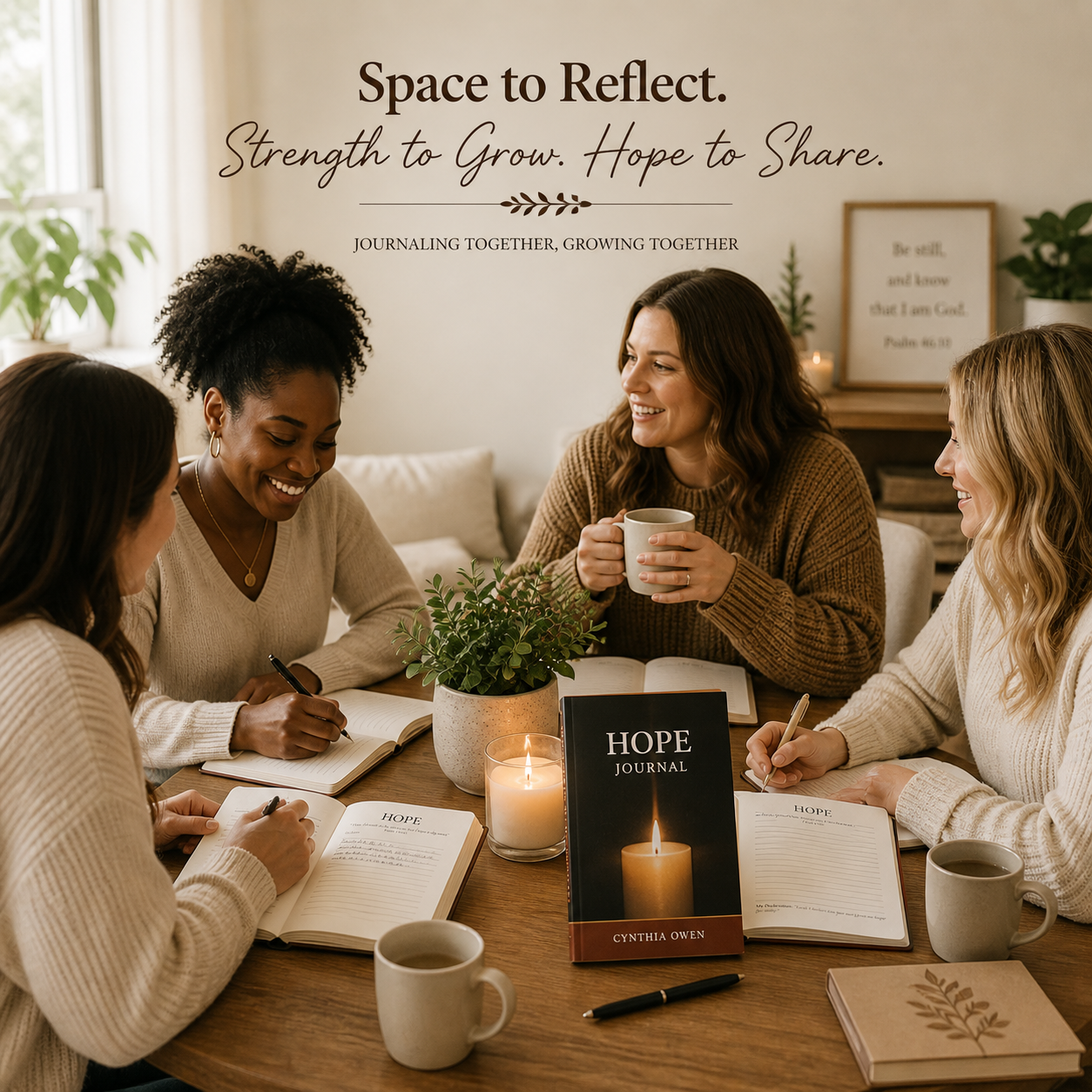 Women using Hope Journal for Christian encouragement Bible study prayer reflection and spiritual growth