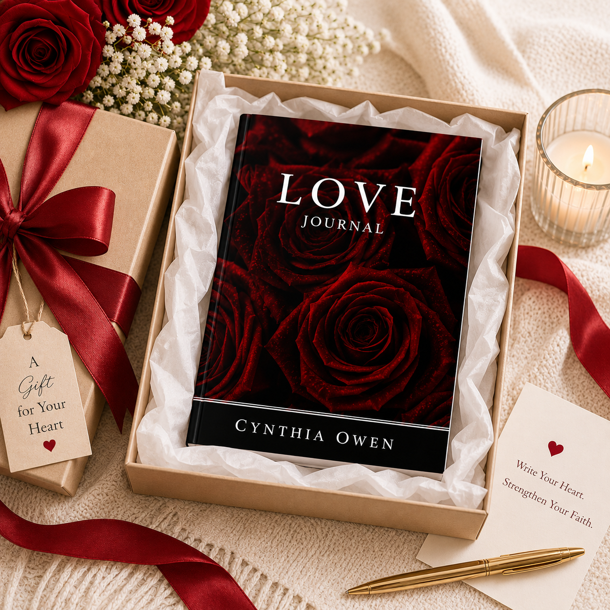 Love Journal giftable image with ribbon for meaningful Christian gift for women prayer partners and loved ones