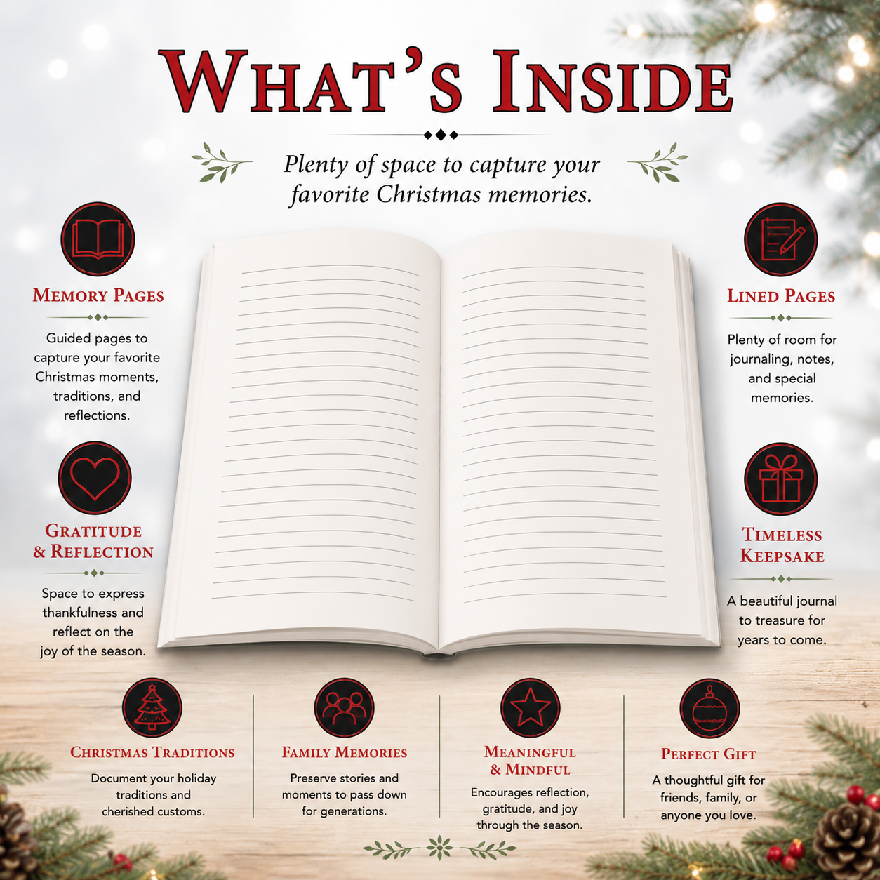 Merry Christmas Journal Paperback – 6x9 Christmas Memory Journal for Holiday Traditions, Reflections, Notes & Keepsake Writing