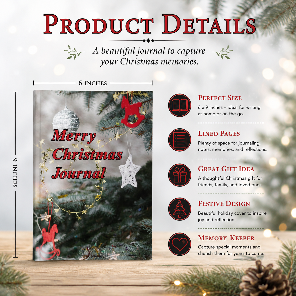 Merry Christmas Journal Paperback – 6x9 Christmas Memory Journal for Holiday Traditions, Reflections, Notes & Keepsake Writing