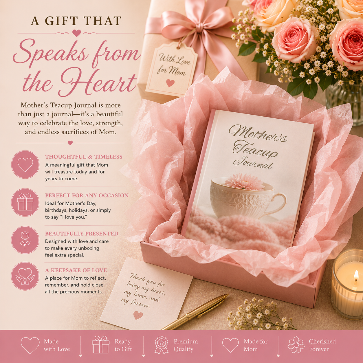 A gift that speaks from the heart Mother’s Teacup Journal for mom grandmother tea lover and Mother’s Day gift