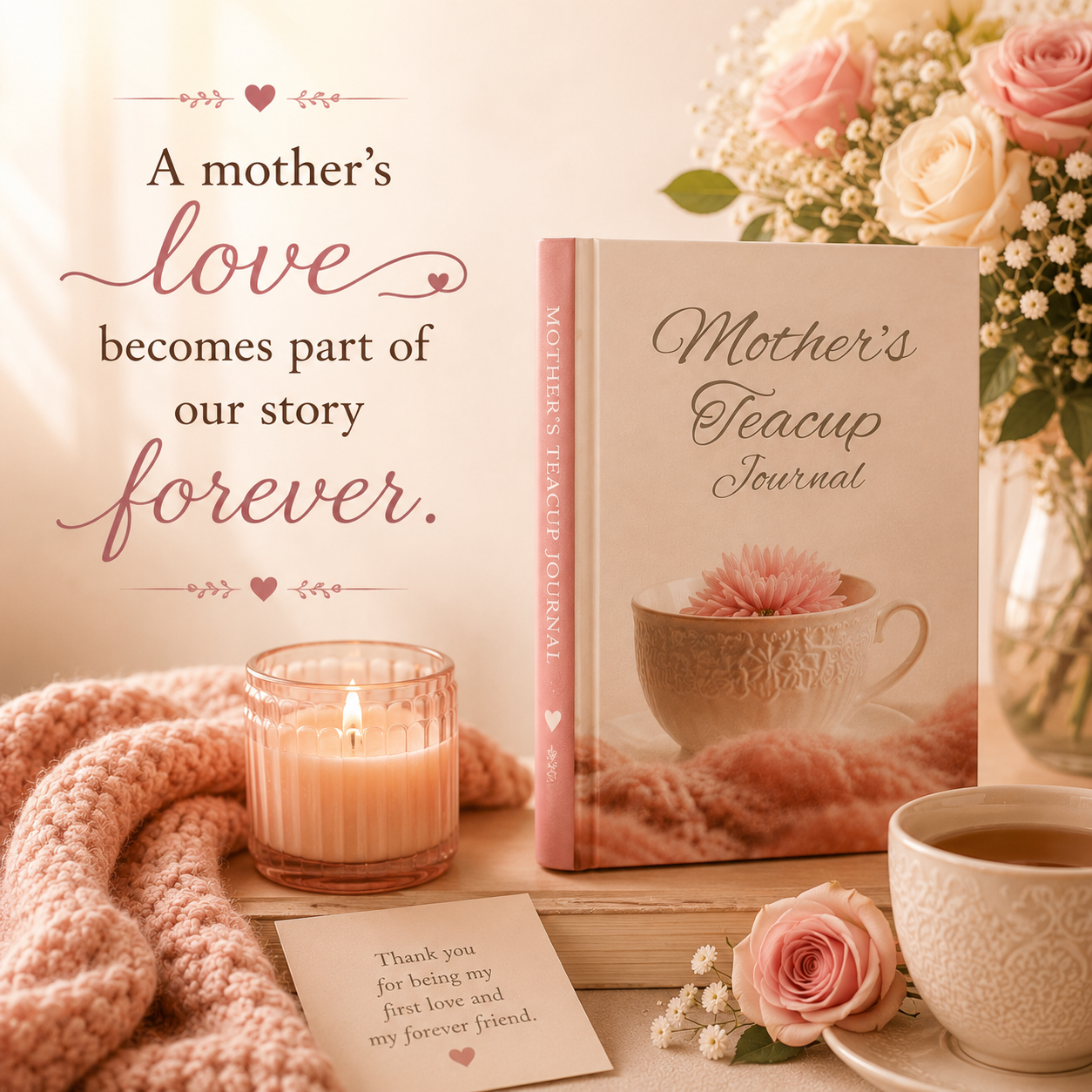 A mother’s love becomes part of our story forever Mother’s Teacup Journal keepsake gift for moms and loved ones