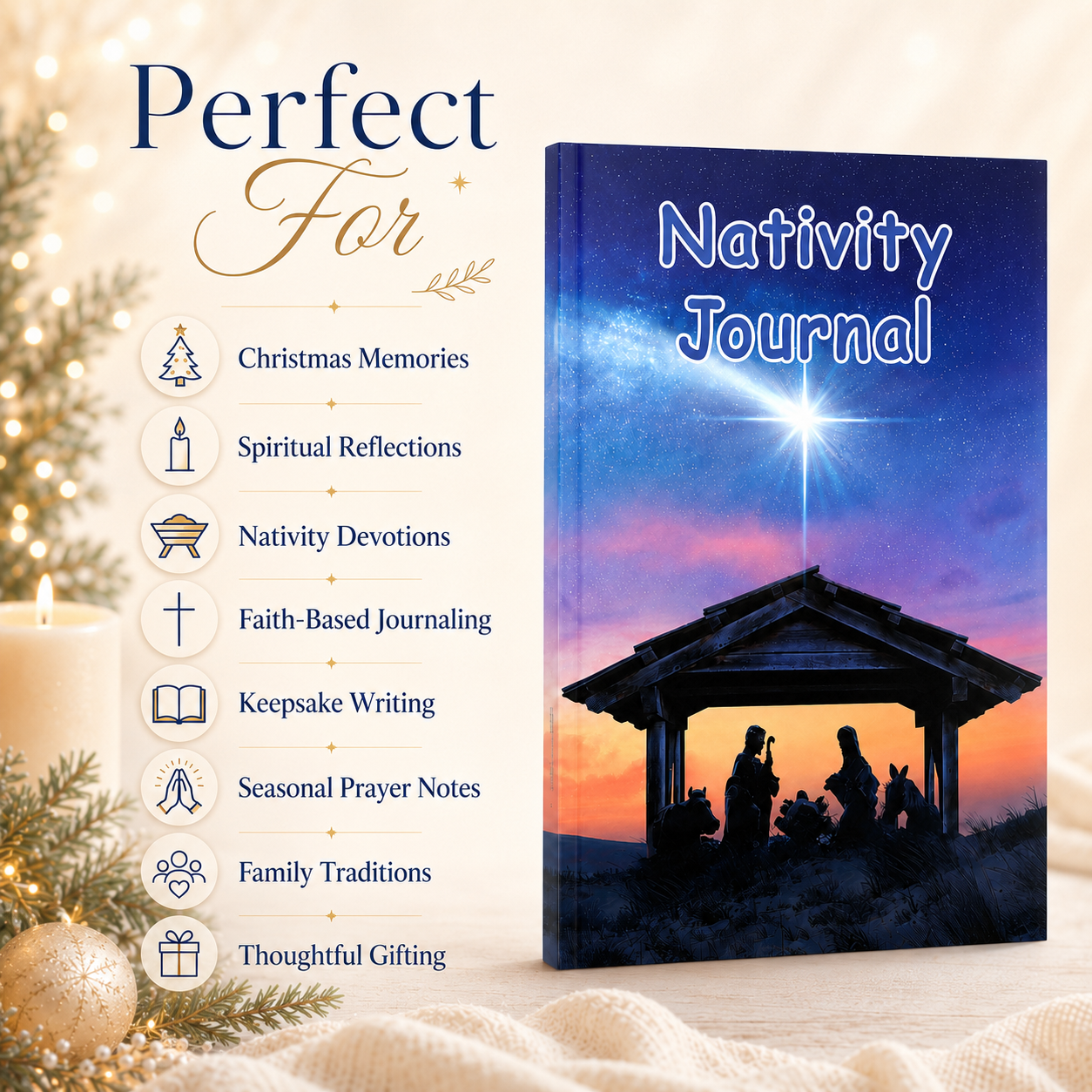 Nativity Journal Paperback – 6x9 Christian Christmas Journal for Spiritual Reflections, Prayer Notes, Holiday Memories & Faith-Based Keepsake Writing