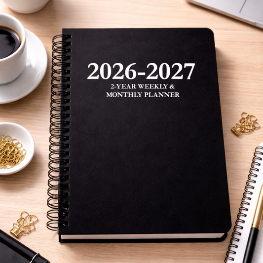 2026–2027 Weekly & Monthly Planner, Black 6x9 Spiral-Bound Organizer (24-Month Planner)