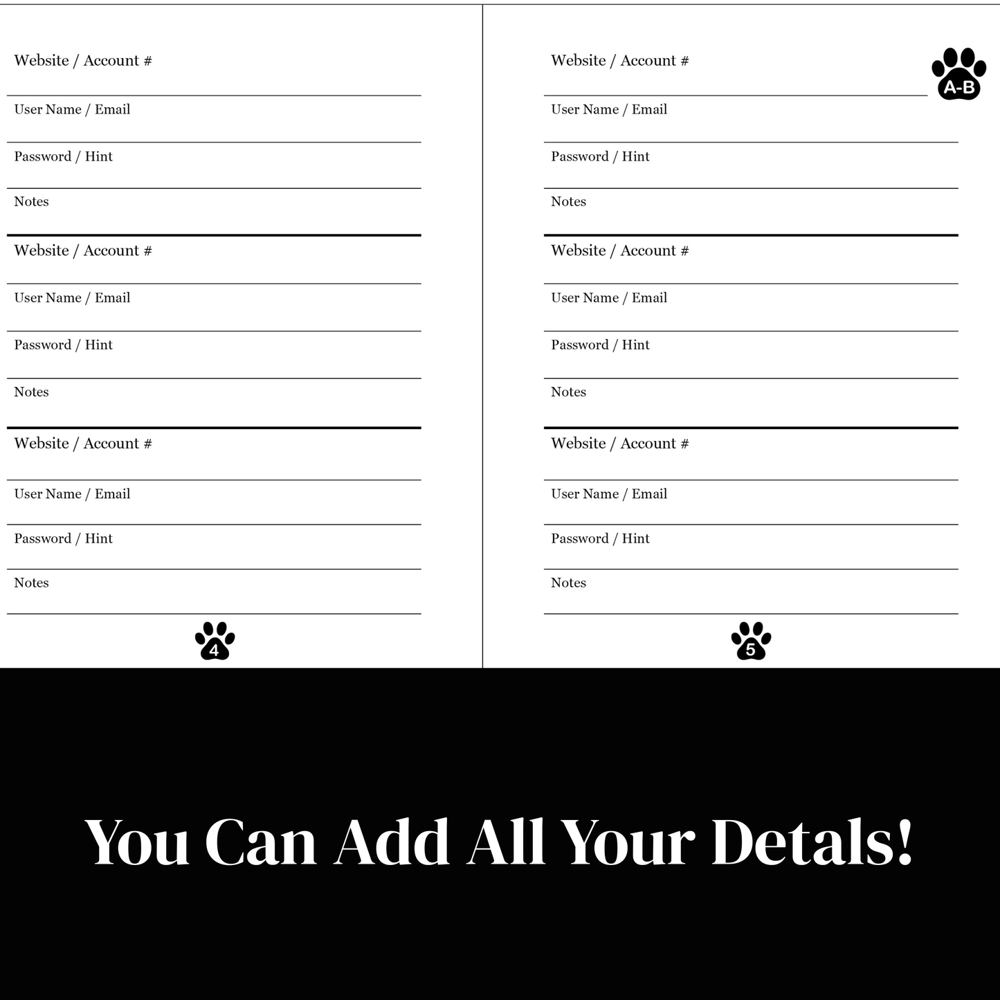 Pet Lover’s Password Keeper – Cute Password Book Organizer for Websites, Usernames & Logins