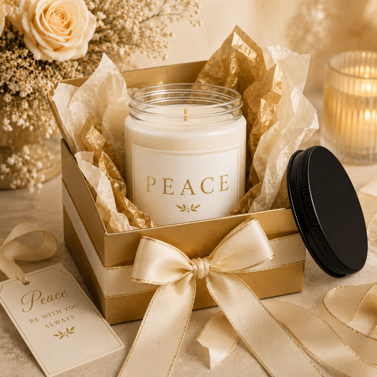 Peace Minimalist Soy Candle, 9oz., Scented