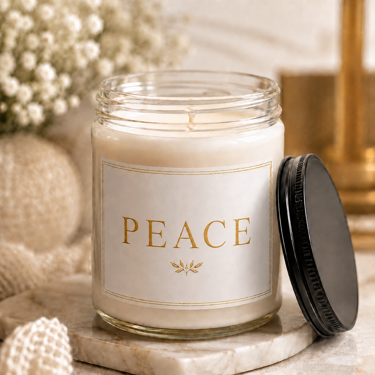 Peace Minimalist Soy Candle, 9oz., Scented