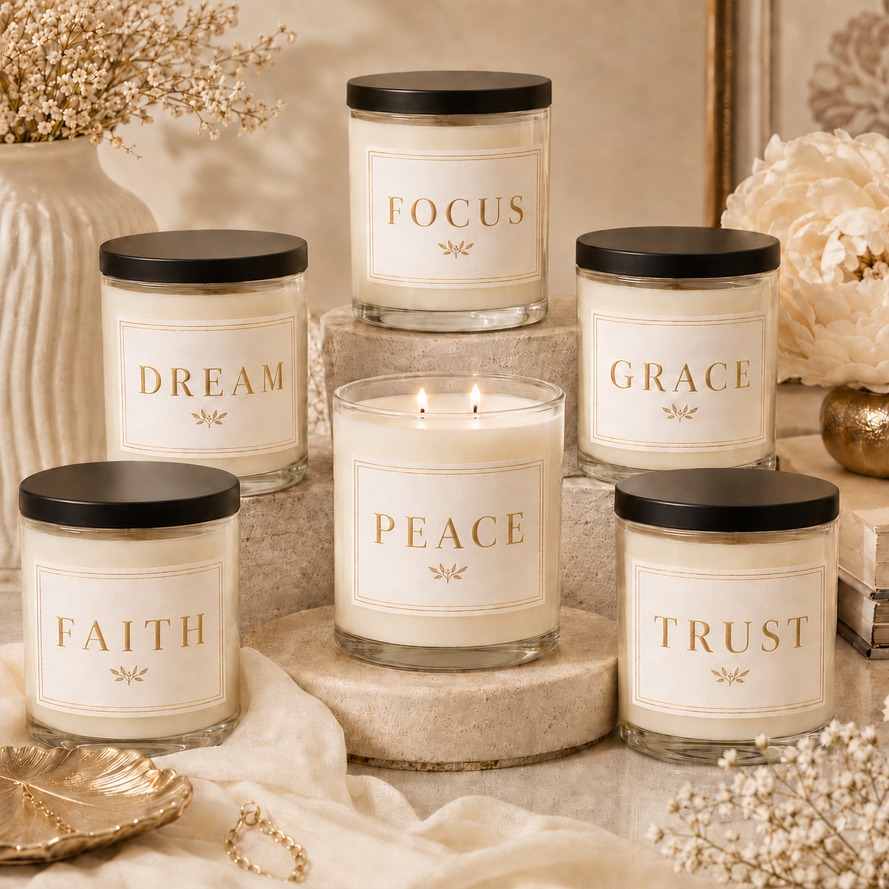 Peace Minimalist Soy Candle, 9oz., Scented