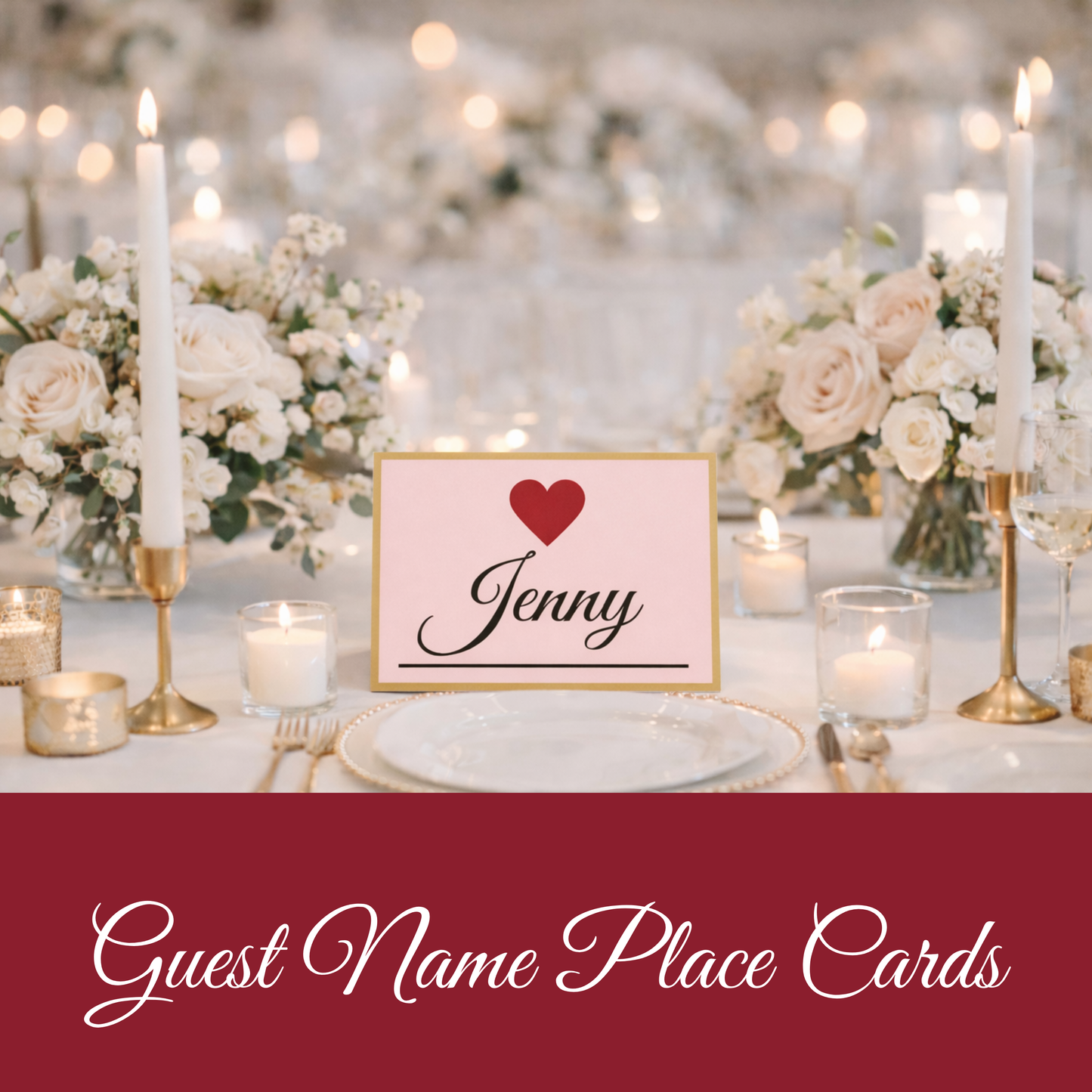 Romantic Pink & Gold Hostess Kit: Heart-Themed Wedding and Party Table Decor Printable Set with Bottle Hangers, Menu, Place Cards