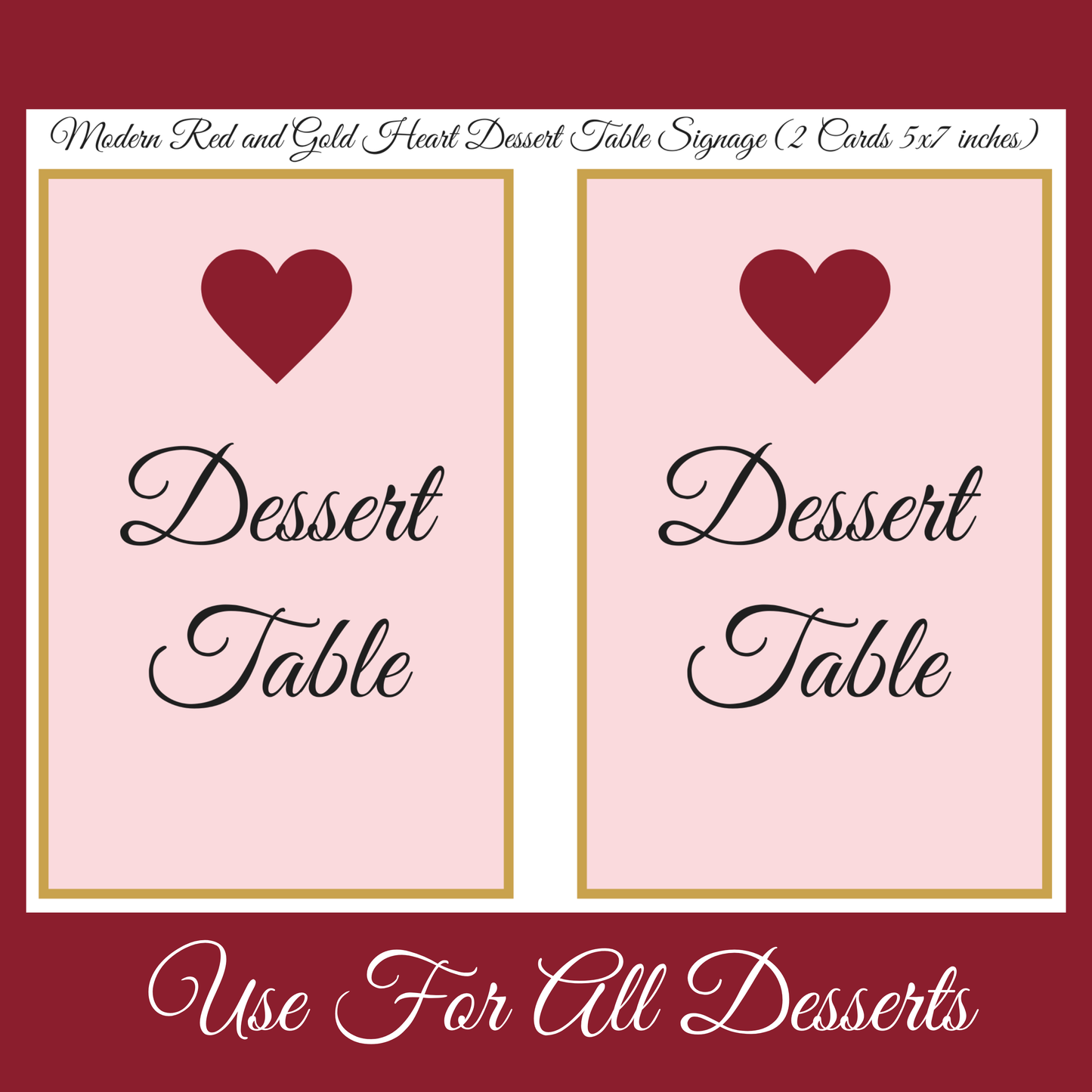 Romantic Pink & Gold Hostess Kit: Heart-Themed Wedding and Party Table Decor Printable Set with Bottle Hangers, Menu, Place Cards