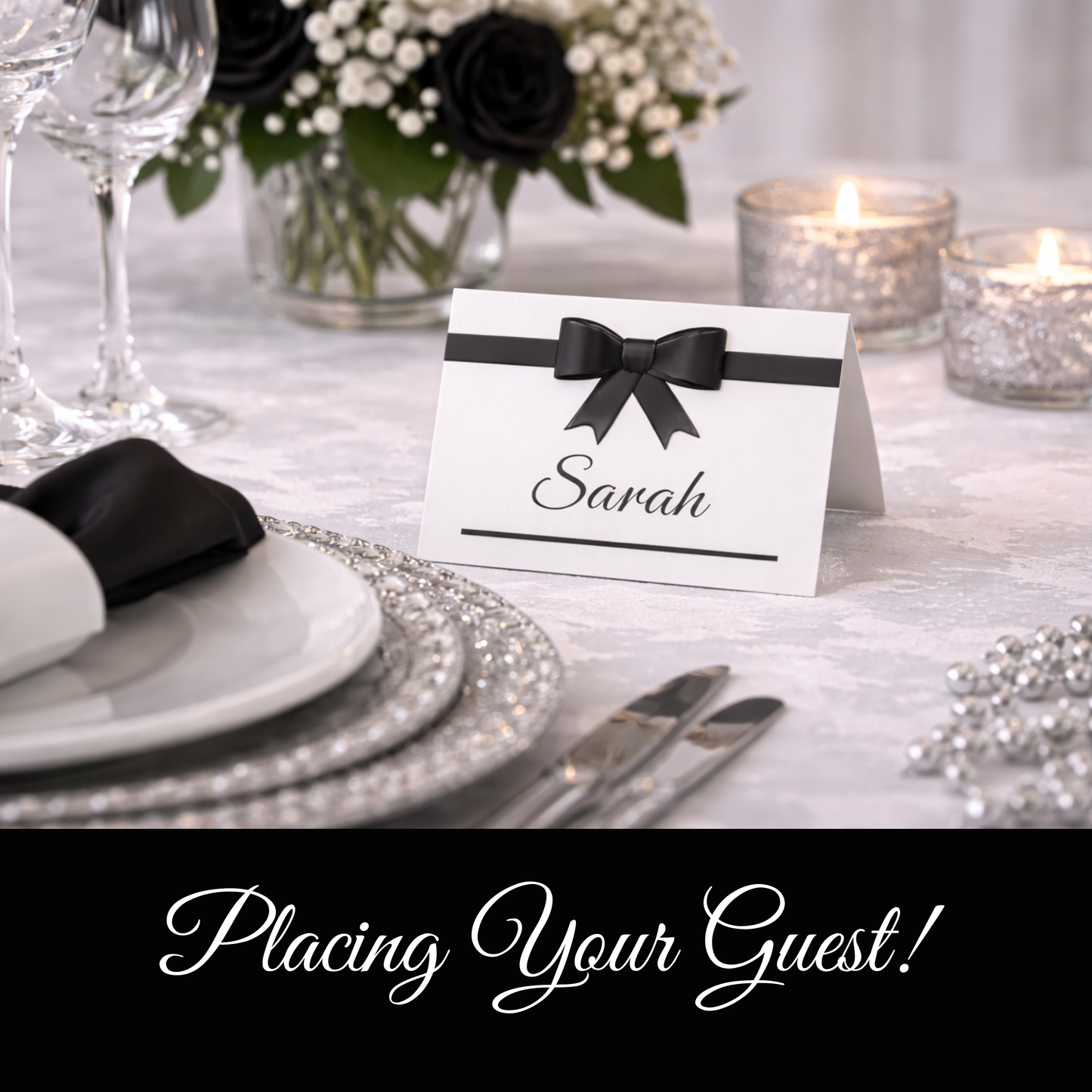 Digital Black & White Elegant Hostess Kit: Bottle Hangers, Table Cards, Reserved Seating, Menu and Party Printables Set