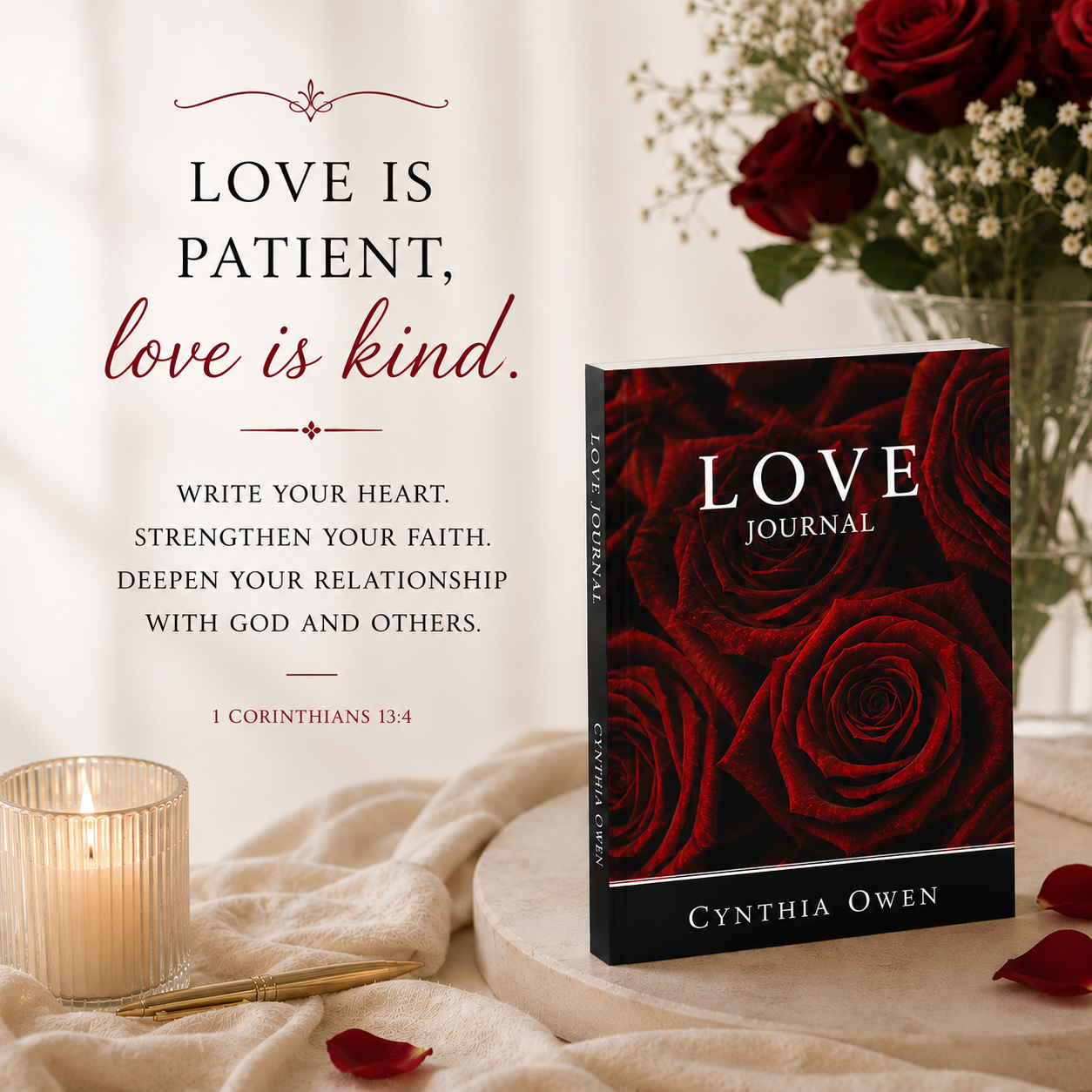 Love is patient love is kind Christian Love Journal for scripture reflection prayer and daily faith encouragement