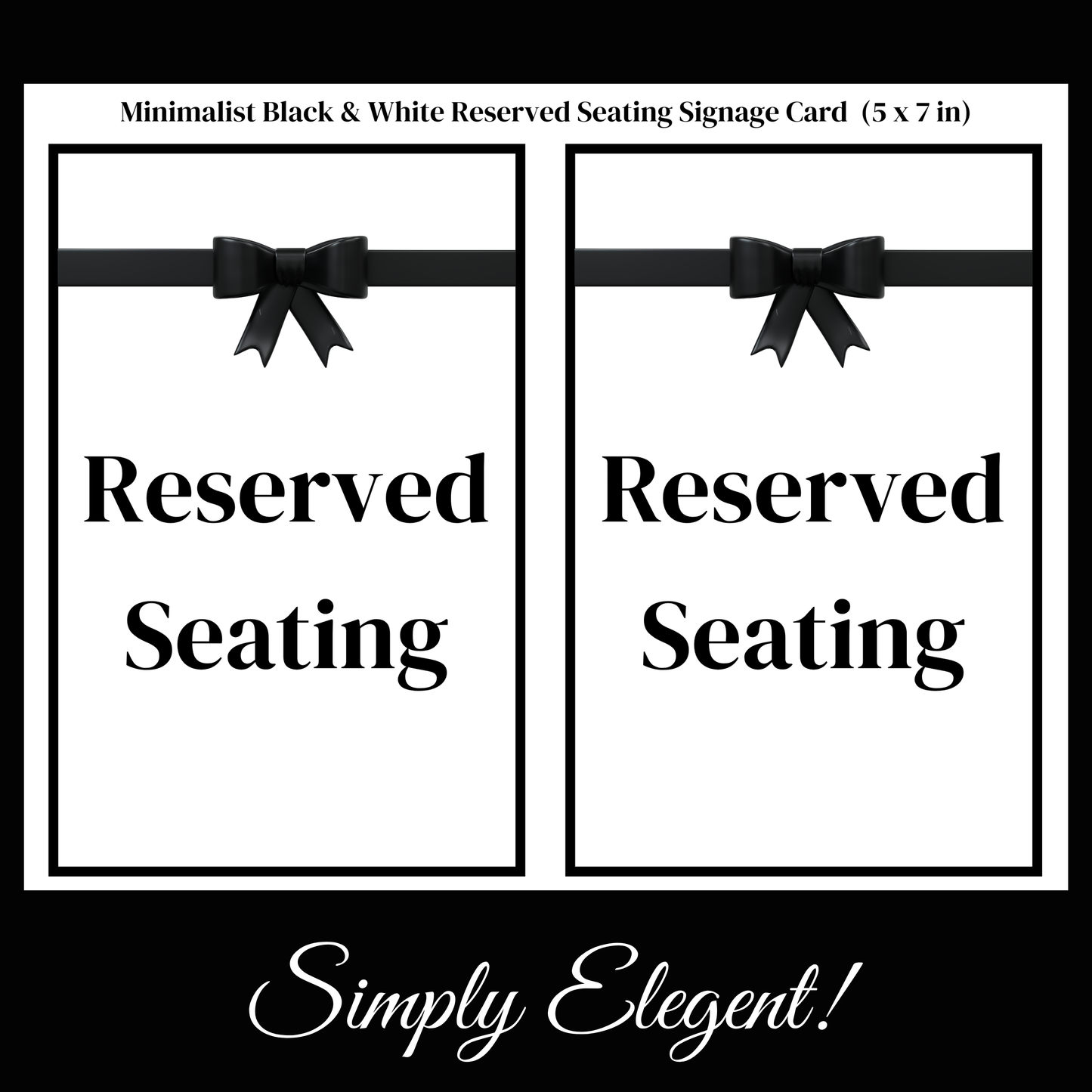 Digital Black & White Elegant Hostess Kit: Bottle Hangers, Table Cards, Reserved Seating, Menu and Party Printables Set