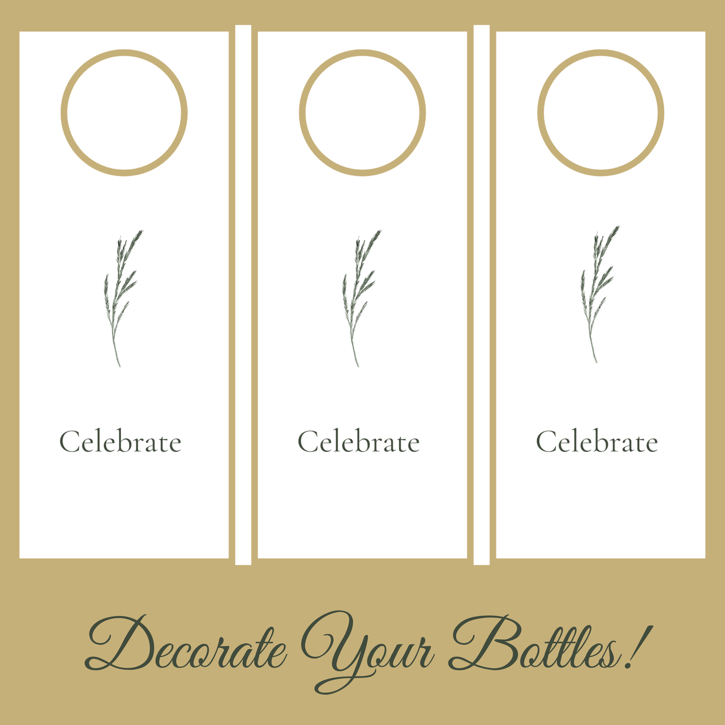 Botanical Neutral Hostess Kit: Elegant Wedding & Party Table Decor Printable Set with Bottle Hangers, Signs, Place Cards