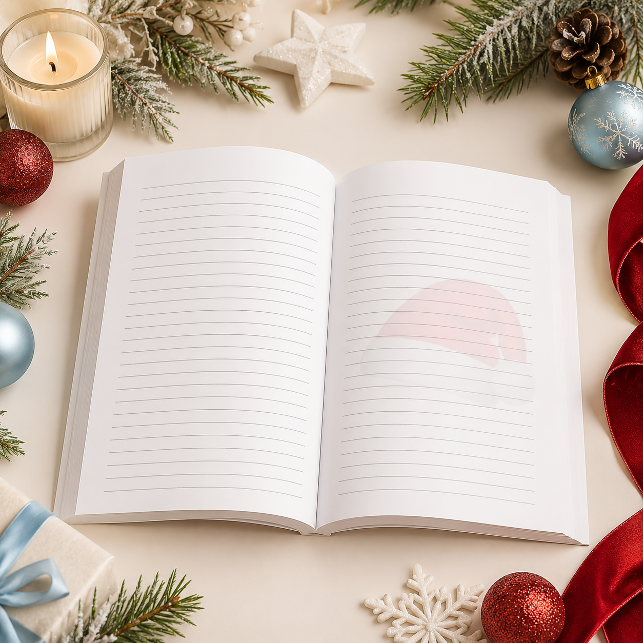 Santa Hat Christmas Journal 6x9 paperback | Holiday Writing Notebook for Kids |Christmas Memories, Winter Break Activities & Stocking Stuffer Gift