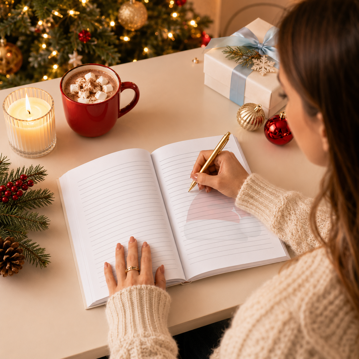 Santa Hat Christmas Journal 6x9 paperback | Holiday Writing Notebook for Kids |Christmas Memories, Winter Break Activities & Stocking Stuffer Gift