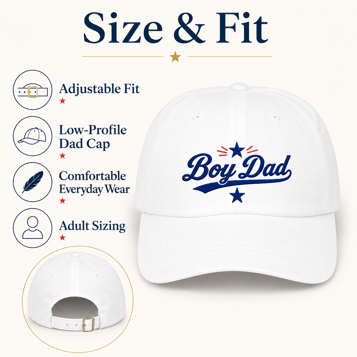 Boy Dad Embroidered Baseball Cap  Vintage Script Cotton Dad Hat