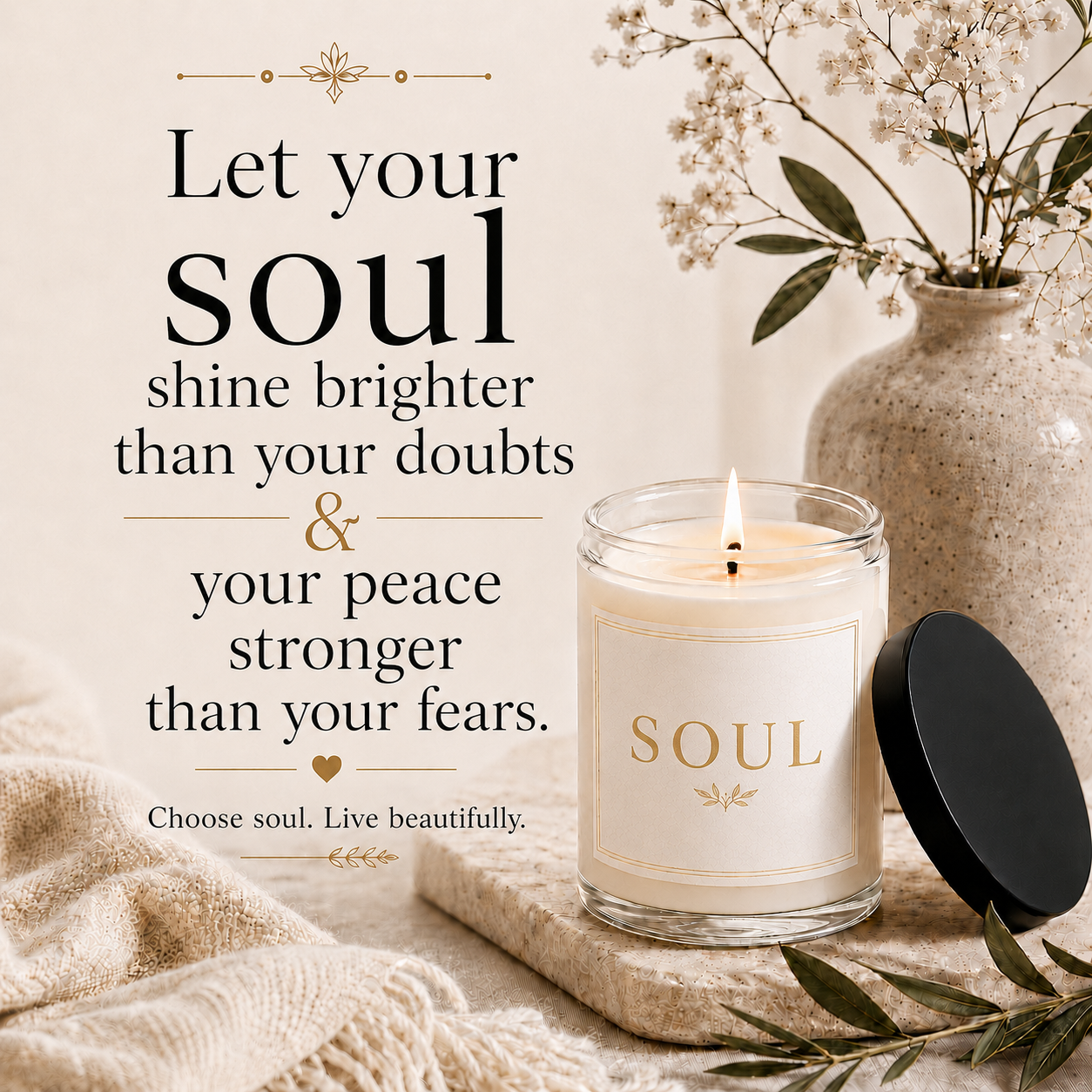 Soul Minimalist Soy Candle 9oz, Scented
