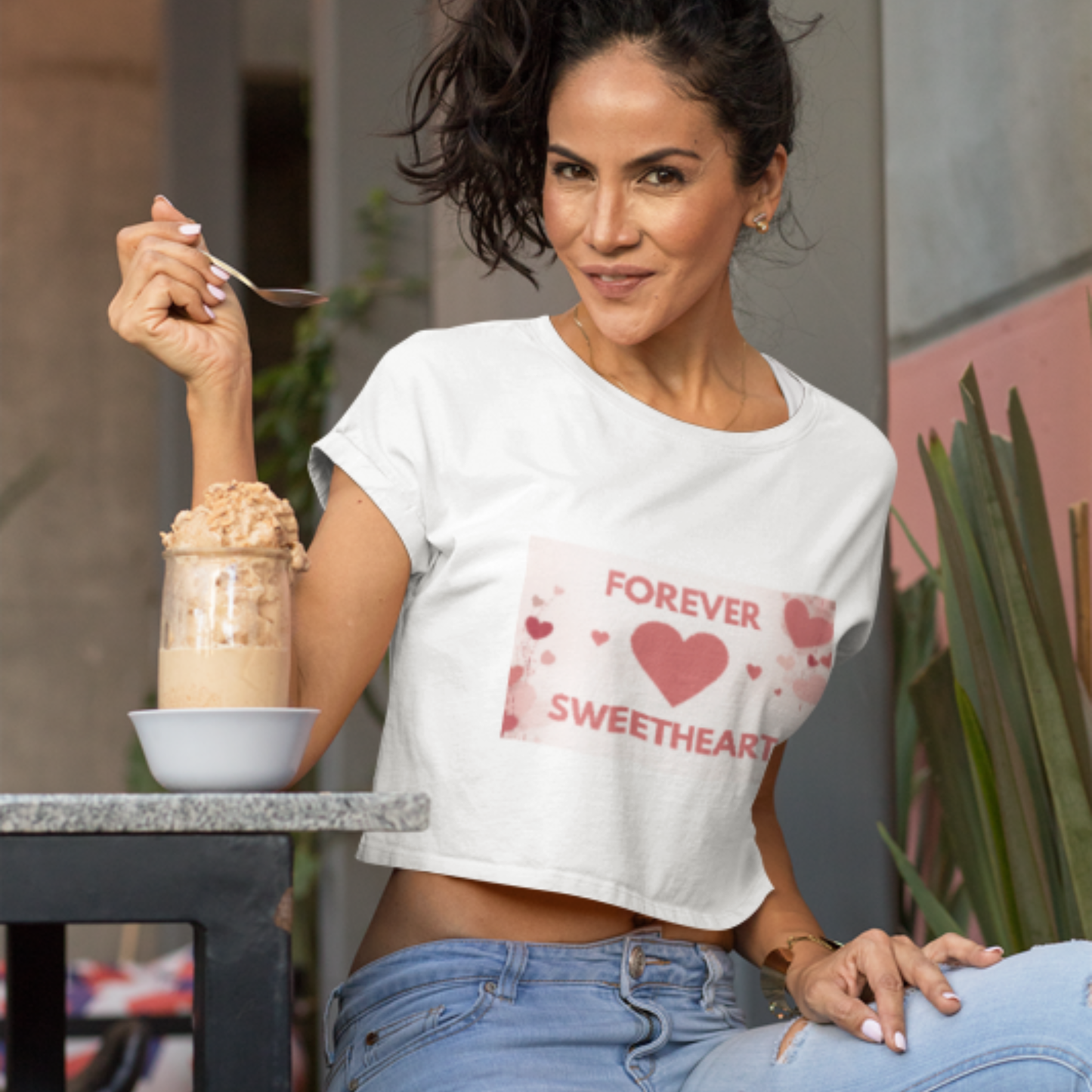 Forever Sweetheart Heart design Crop Tee | Love Tee shirt