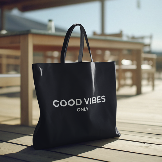 Good Vibes Only Tote Bag | Cotton Canvas, Minimalist Typography