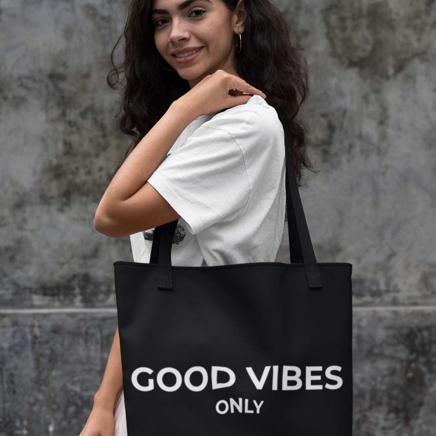 Good Vibes Only Tote Bag | Cotton Canvas, Minimalist Typography