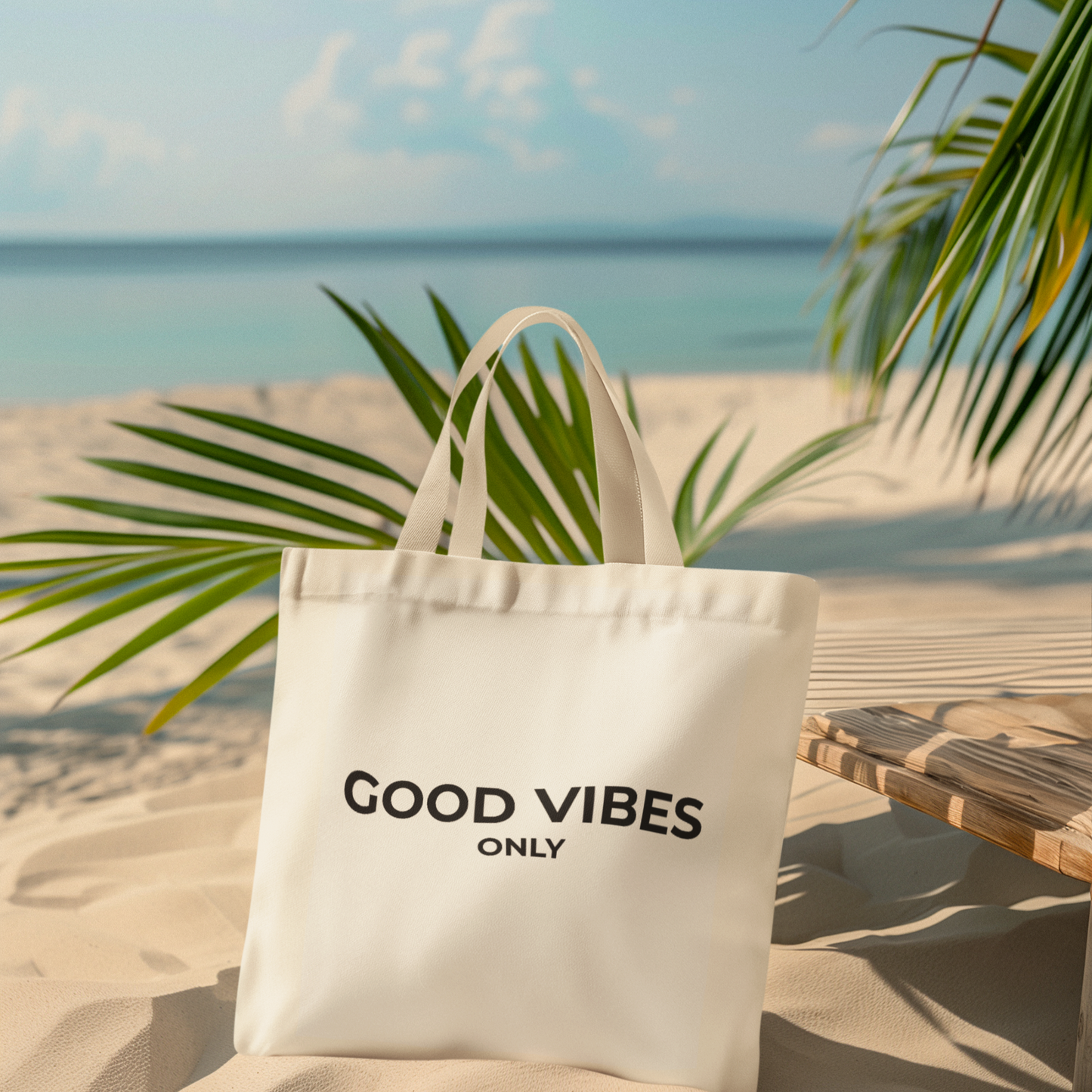 Good Vibes Only Tote Bag | Cotton Canvas, Minimal Typography