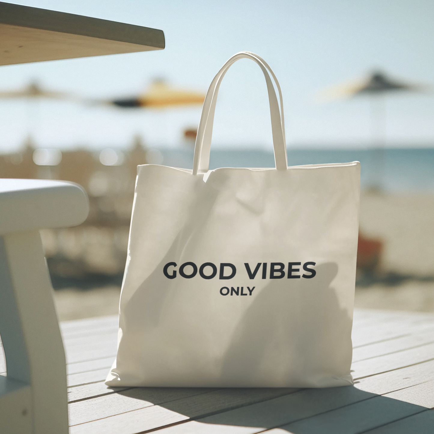 Good Vibes Only Tote Bag | Cotton Canvas, Minimal Typography