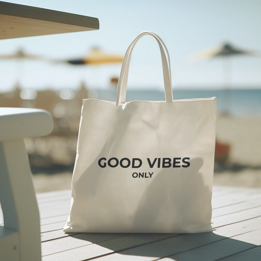 Good Vibes Only Tote Bag | Cotton Canvas, Minimal Typography