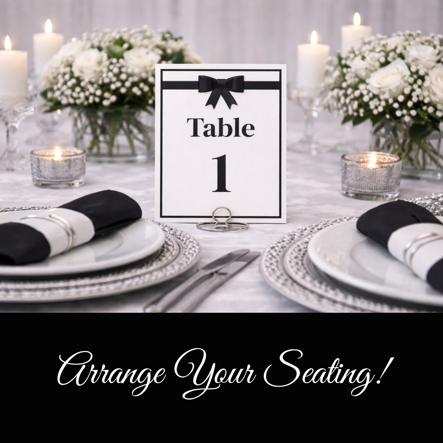 Digital Black & White Elegant Hostess Kit: Bottle Hangers, Table Cards, Reserved Seating, Menu and Party Printables Set