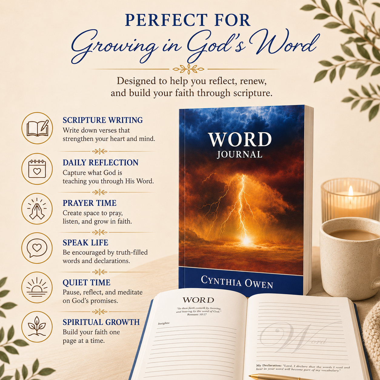 Word Journal for Men and Women | Christian Journal on the Power of Words, Scripture, Prayer & Declarations