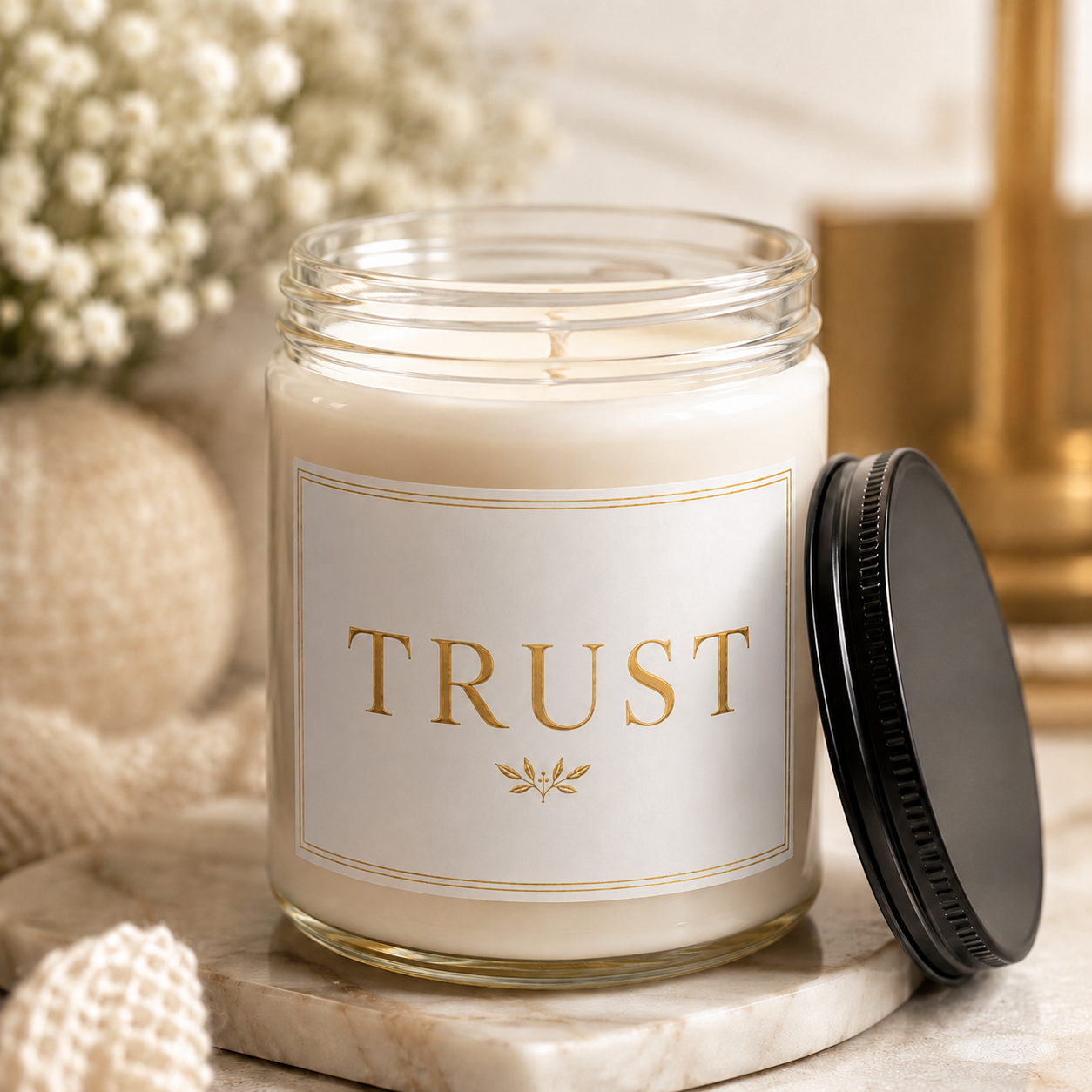 Trust Minimalist Soy Candle, 9oz, Scented