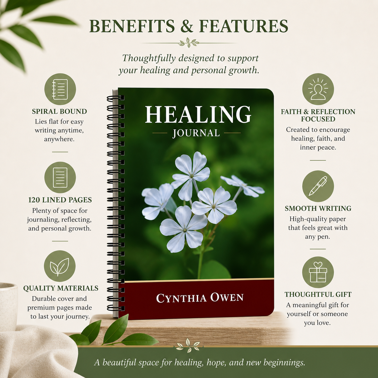 Healing Journal for Prayer, Reflection & Encouragement | Spiral Bound 6x9